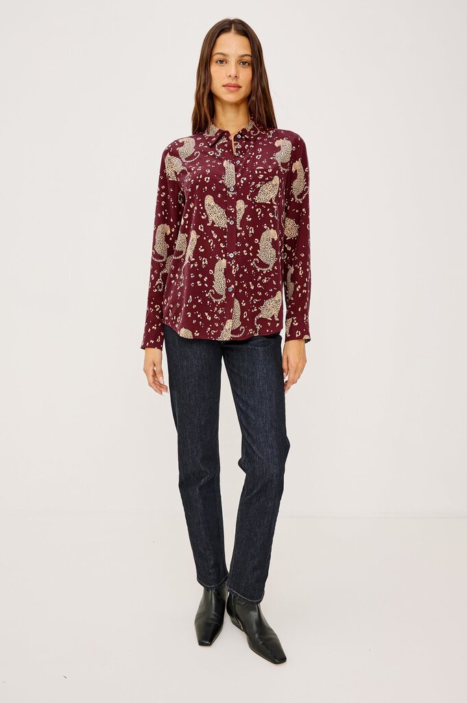 RAILS KATE BUTTON UP IN OXBLOOD LEOPARD