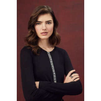 GOLDIE METALLIC PLACKET BUTTON DOWN L/S IN BLACK
