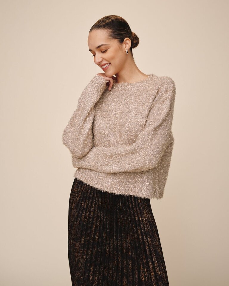 BELLA DAHL  SLOUCHY SWEATER IN GOLD SHIMMER