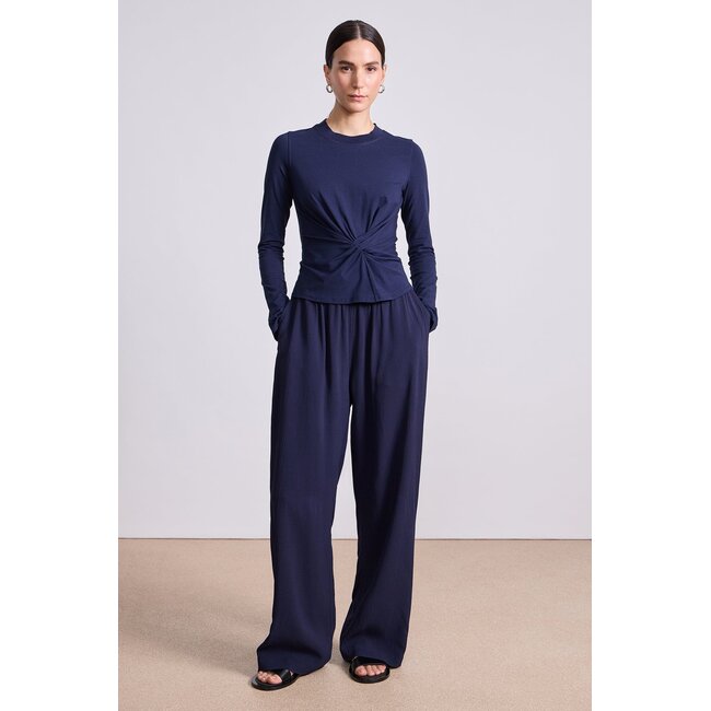 APIECE APART LONG SLEEVE VOLTA TOP IN CREAM, AND NAVY