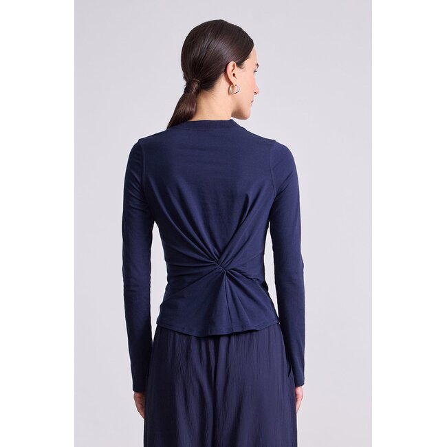 APIECE APART LONG SLEEVE VOLTA TOP IN CREAM, AND NAVY