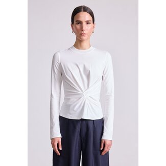 APIECE APART LONG SLEEVE VOLTA TOP IN CREAM, AND NAVY