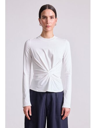 APIECE APART LONG SLEEVE VOLTA TOP IN CREAM, AND NAVY