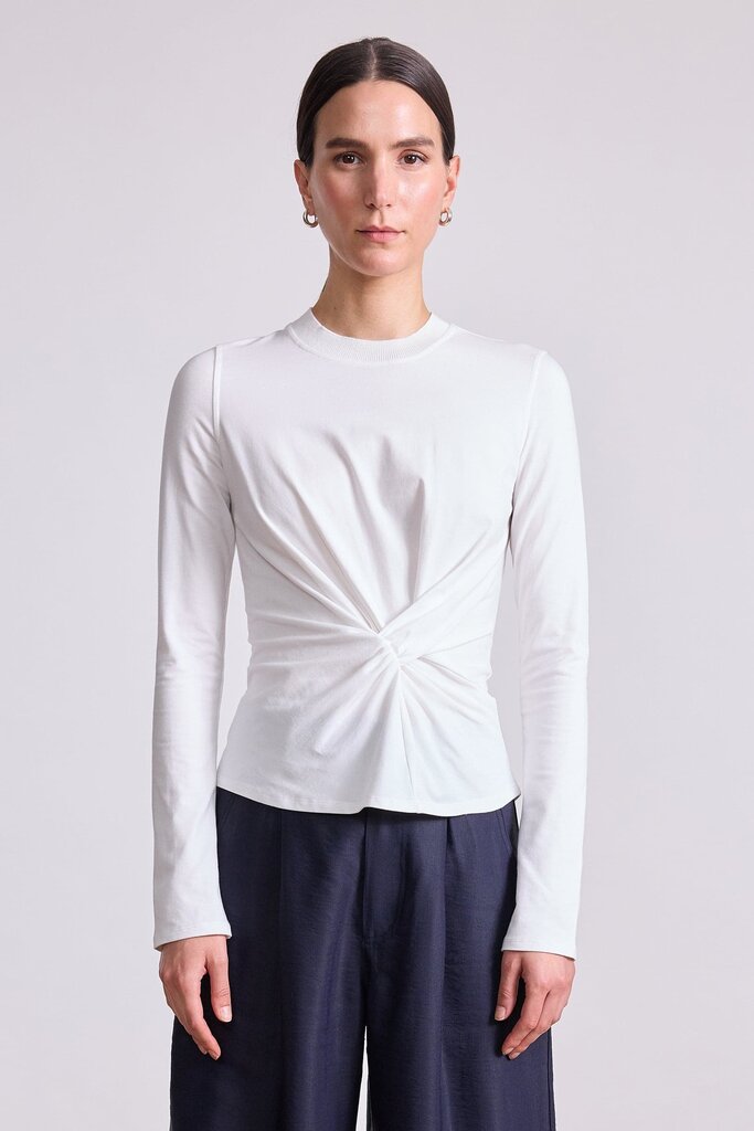 APIECE APART LONG SLEEVE VOLTA TOP IN CREAM, AND NAVY