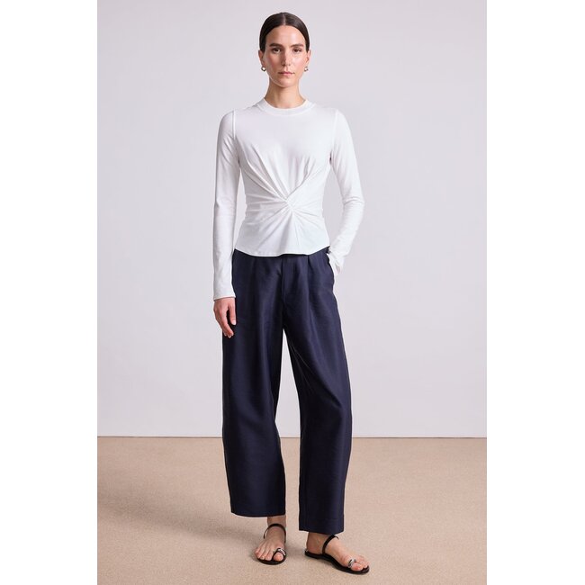 APIECE APART LONG SLEEVE VOLTA TOP IN CREAM, AND NAVY