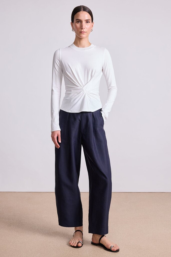 APIECE APART LONG SLEEVE VOLTA TOP IN CREAM, AND NAVY