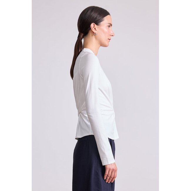 APIECE APART LONG SLEEVE VOLTA TOP IN CREAM, AND NAVY