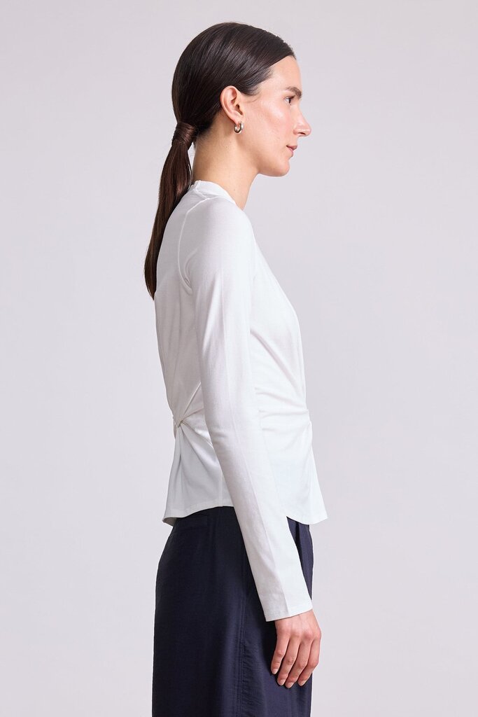 APIECE APART LONG SLEEVE VOLTA TOP IN CREAM, AND NAVY