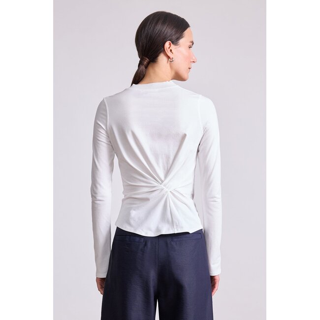 APIECE APART LONG SLEEVE VOLTA TOP IN CREAM, AND NAVY