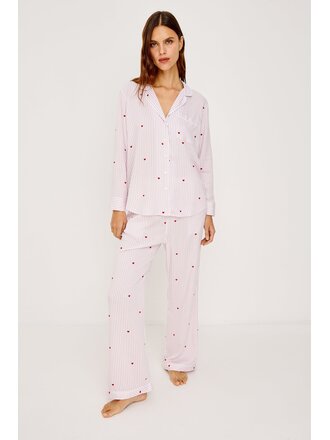 RAILS LUNA PAJAMA SET IN ROSE STRIPE HEARTS