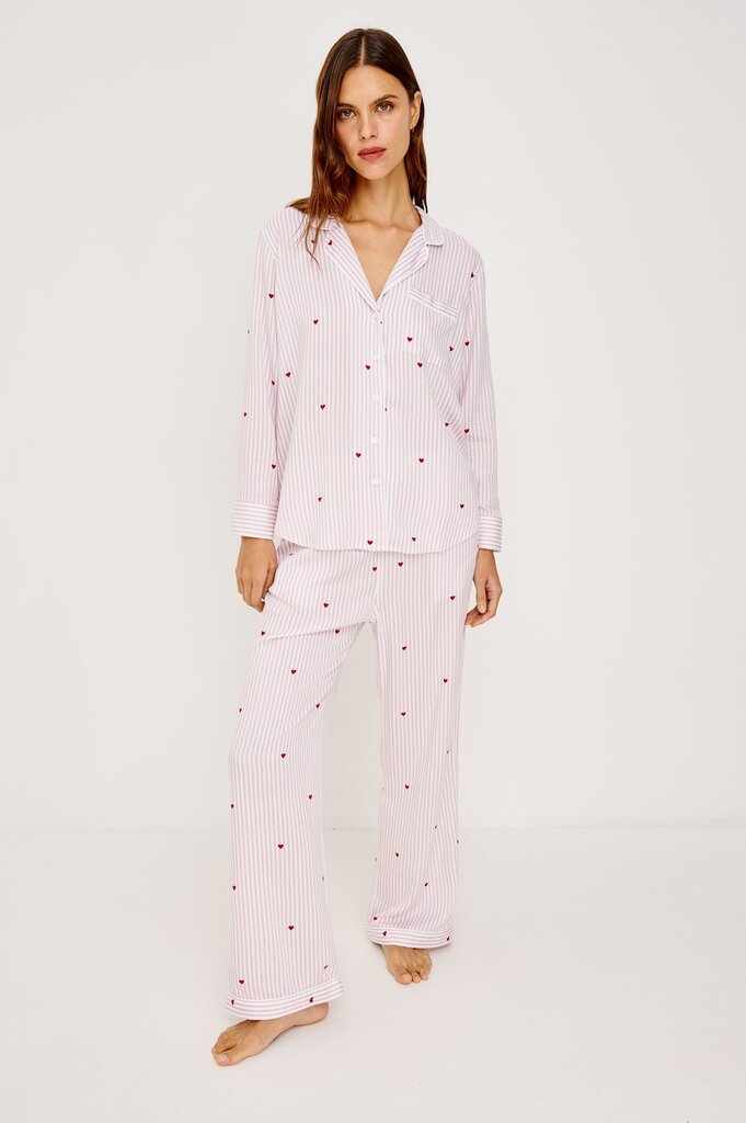 RAILS LUNA PAJAMA SET IN ROSE STRIPE HEARTS
