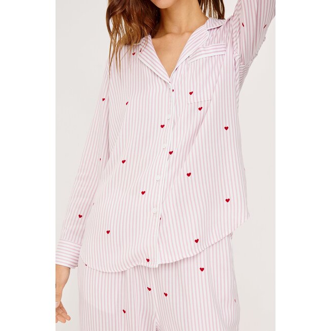 RAILS LUNA PAJAMA SET IN ROSE STRIPE HEARTS