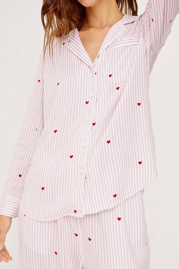 RAILS LUNA PAJAMA SET IN ROSE STRIPE HEARTS