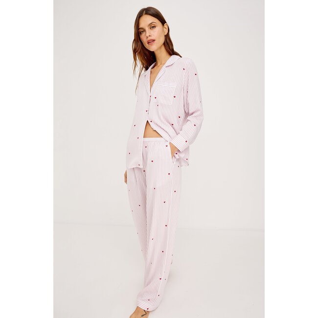 RAILS LUNA PAJAMA SET IN ROSE STRIPE HEARTS