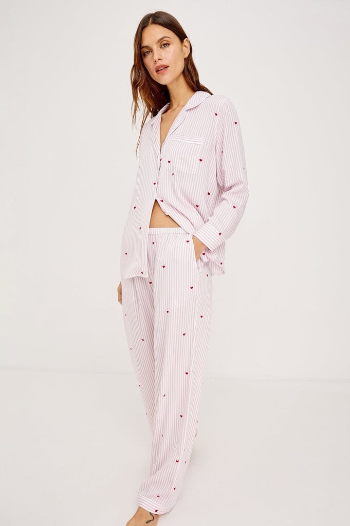 RAILS LUNA PAJAMA SET IN ROSE STRIPE HEARTS