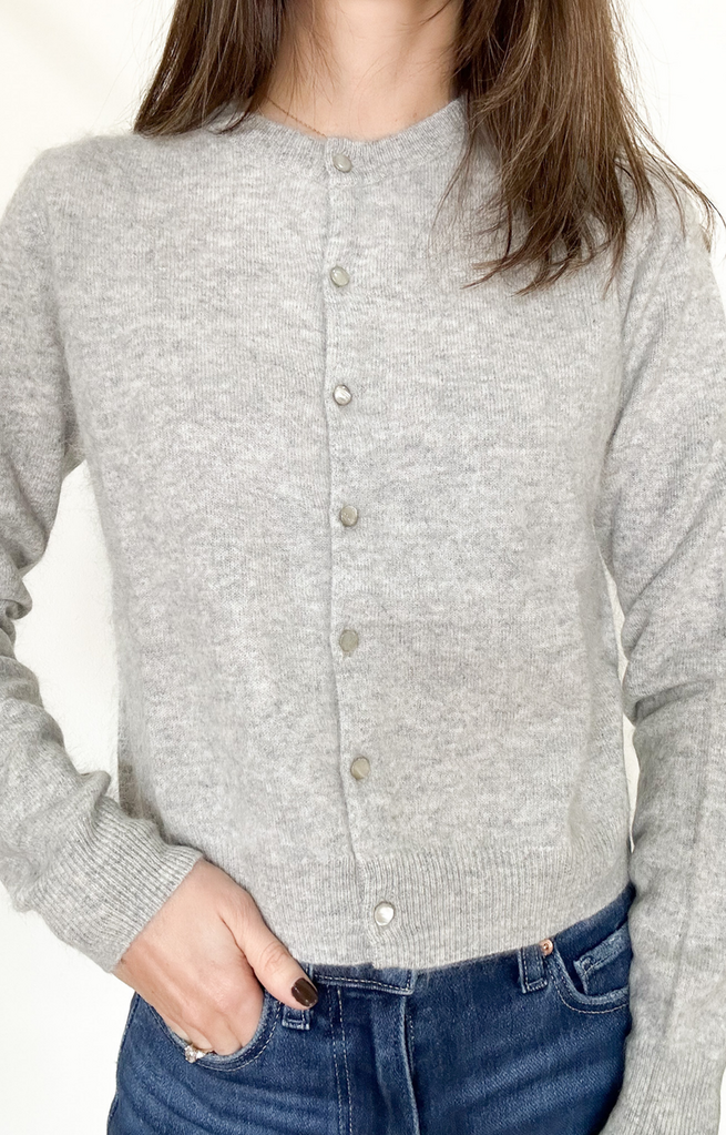 AUTUMN CASHMERE  L/S BRUSHED BABY CARDIGAN IN RAIN