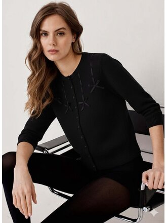 AUTUMN CASHMERE CARDIGAN W/ BLACK RIBBON