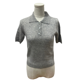 AUTUMN CASHMERE AUTUMN CASHMERE CROPPED S/S POLO W/COLORBLOCK STRIPE
