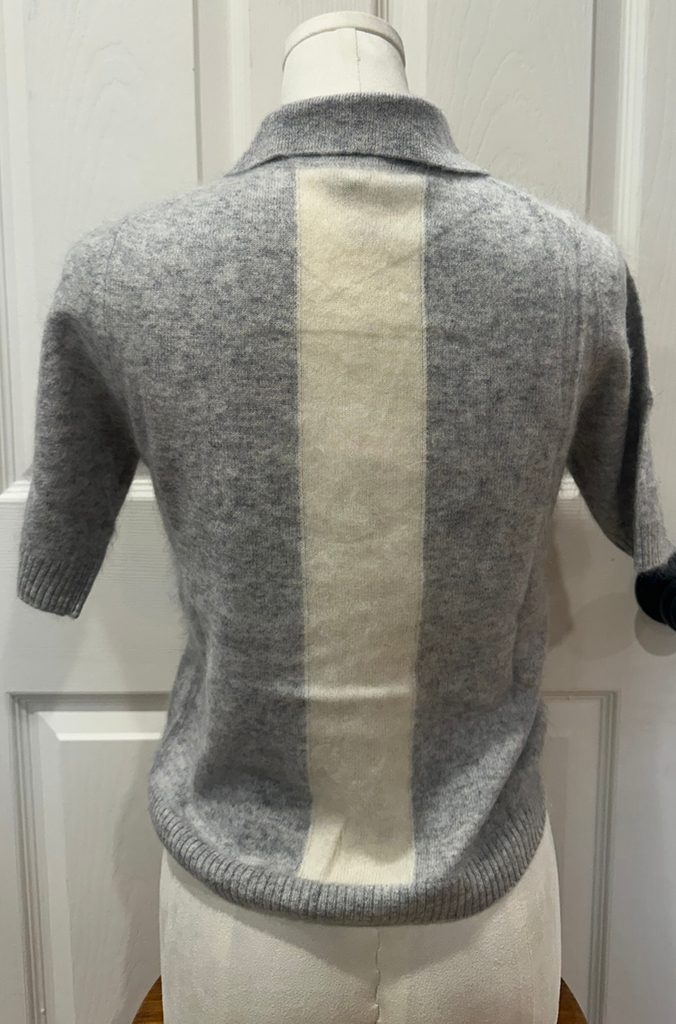 AUTUMN CASHMERE AUTUMN CASHMERE CROPPED S/S POLO W/COLORBLOCK STRIPE