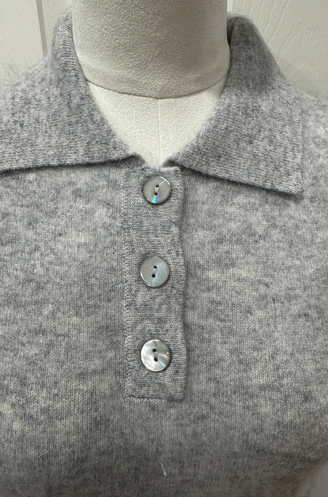 AUTUMN CASHMERE AUTUMN CASHMERE CROPPED S/S POLO W/COLORBLOCK STRIPE