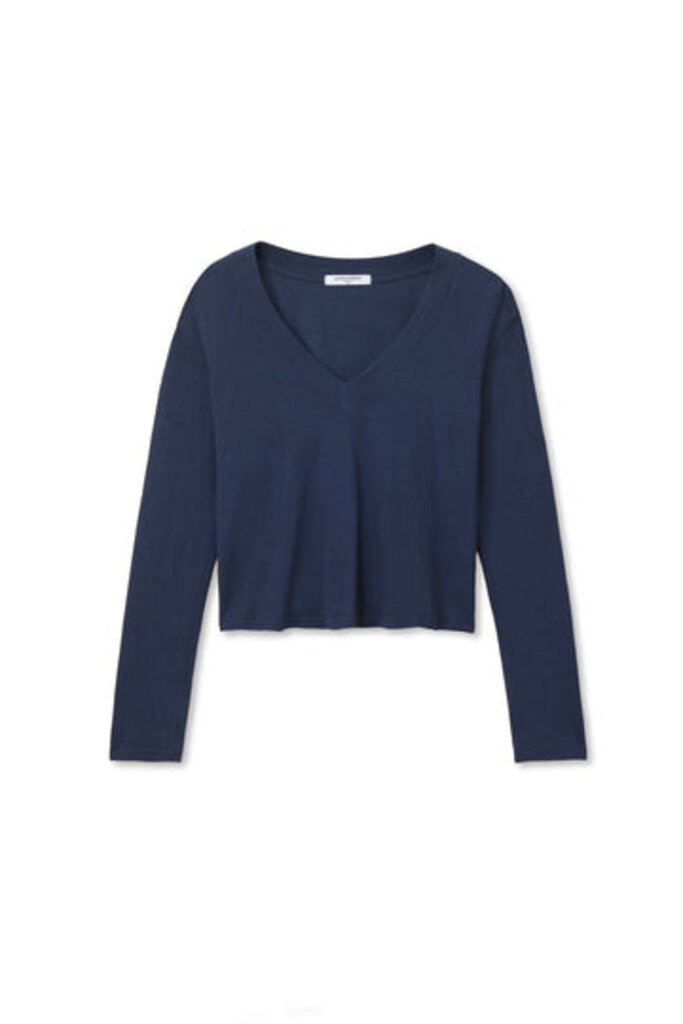 PERFECT WHITE TEE FIONA L/S V-NECK IN NAVY