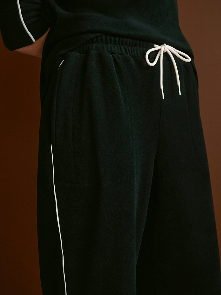 VARLEY BRUSHED RIB STRAIGHT LEG PANT 30" IN BLACK/SNOW WHITE