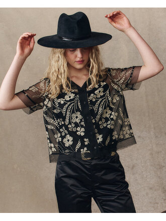 THE GREAT COTILLION TOP IN BROCADE FLORAL