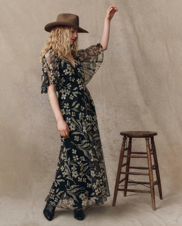 THE GREAT THE FESTAL DRESS IN BROCADE FLORAL