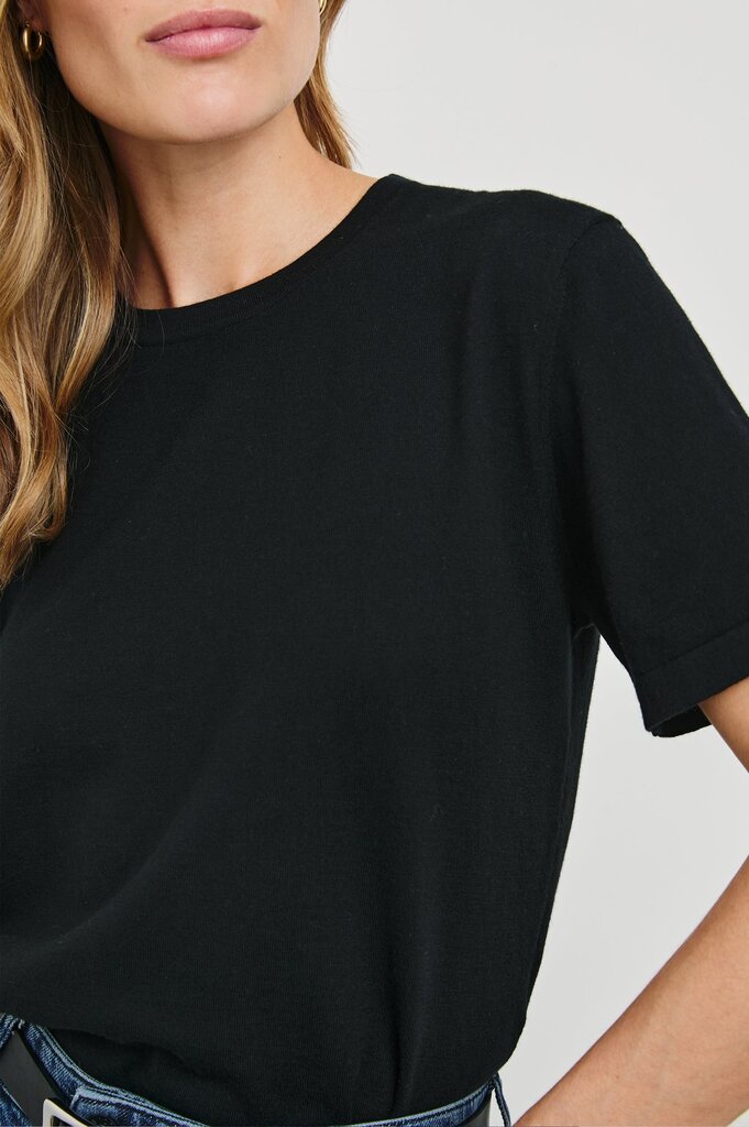 RAILS  COTTON CASHMERE SHORT SLEEVE TEE IN BLACK