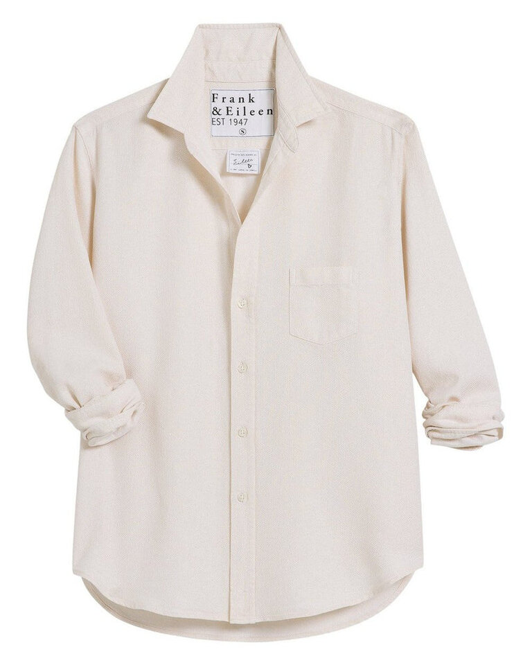 FRANK & EILEEN RELAXED BUTTON UP IN CREAM WITH GOLD SPARKLE