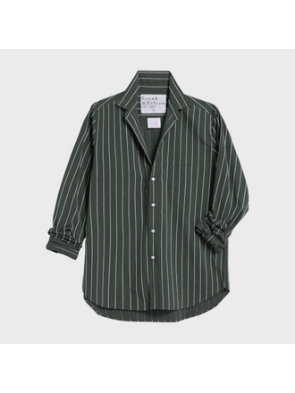 FRANK & EILEEN RELAXED BUTTON UP IN GREEN/ WHITE TEXTURED STRIPE