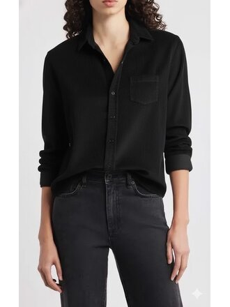 FRANK & EILEEN TAILORED BUTTON UP IN BLACK CORD