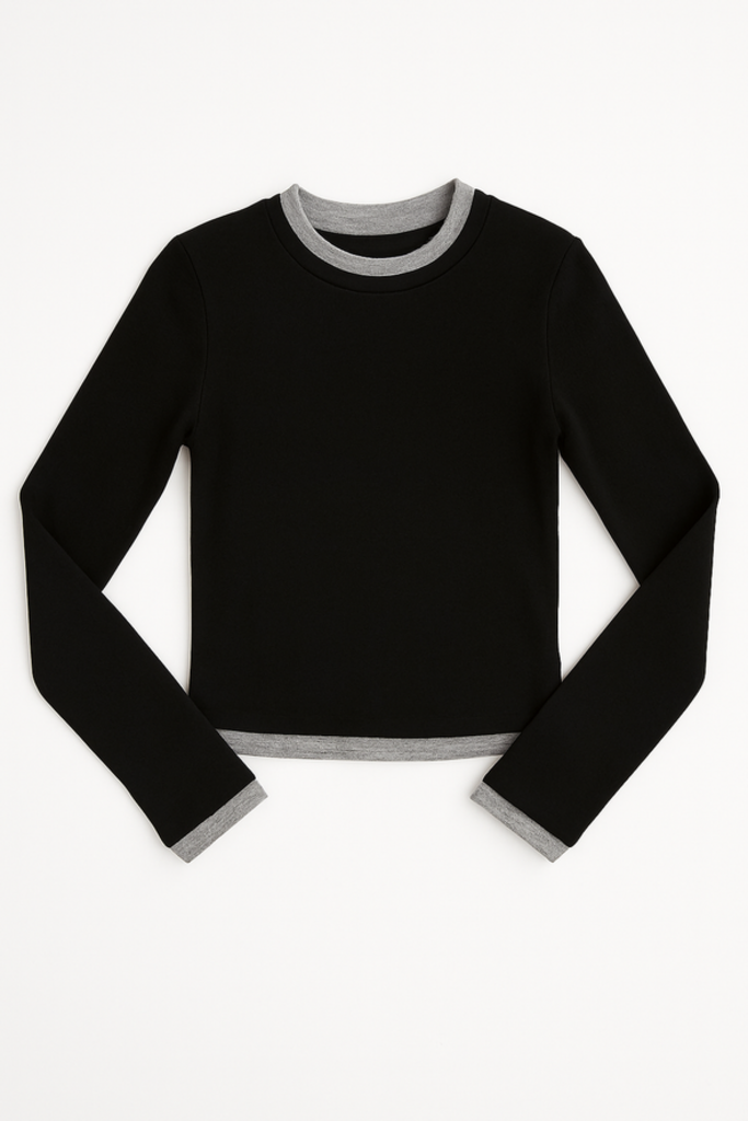 VELVET NOVATO07 L/S CREW NECK TOP IN BLACK/GREY