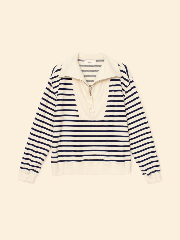 XIRENA KAT TERRY SWEATSHIRT IN NATURAL STRIPE