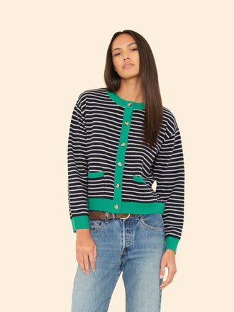 XIRENA LILLIAN CARDIGAN IN NAVY STRIPE