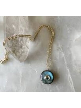 ROBINDIRA UNSWORTH N2930-G ZENNA LABRADORITE, BLUE TOPAZ NECKLACE