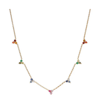 TAI JEWELRY RAINBOW OMBRE CLUSTER NECKLACE
