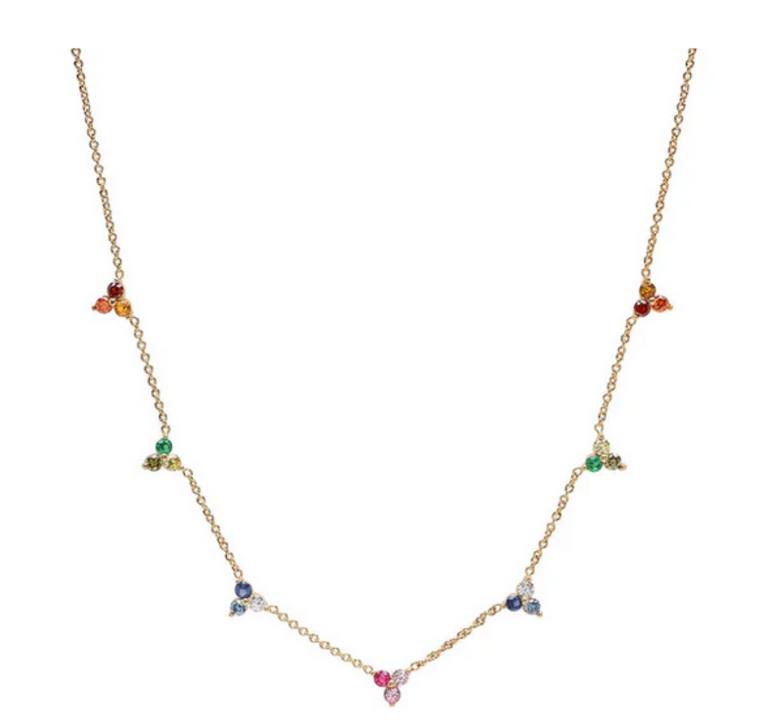 TAI JEWELRY RAINBOW OMBRE CLUSTER NECKLACE