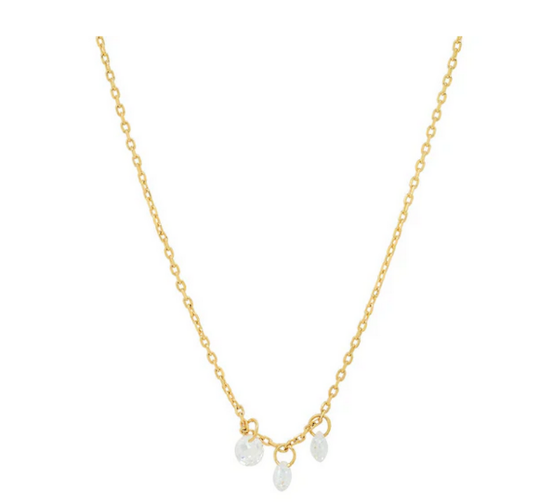 TAI JEWELRY NECKACE W/THREE FLOATING CZ'S