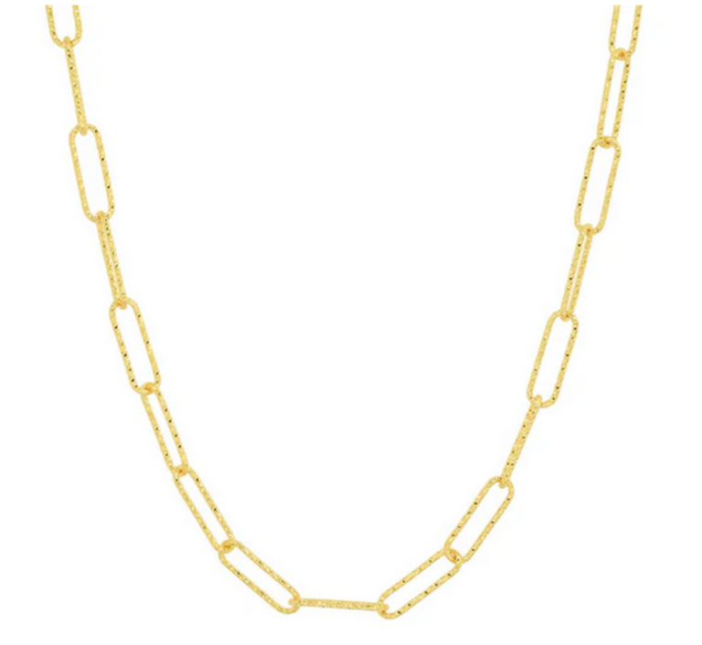 TAI JEWELRY HAMMERED GOLD CHAIN LINK NECKLACE