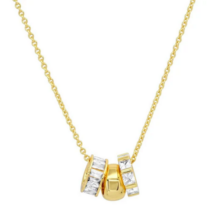 TAI JEWELRY  NECKLACE W/CZ RONDELLE CHARMS