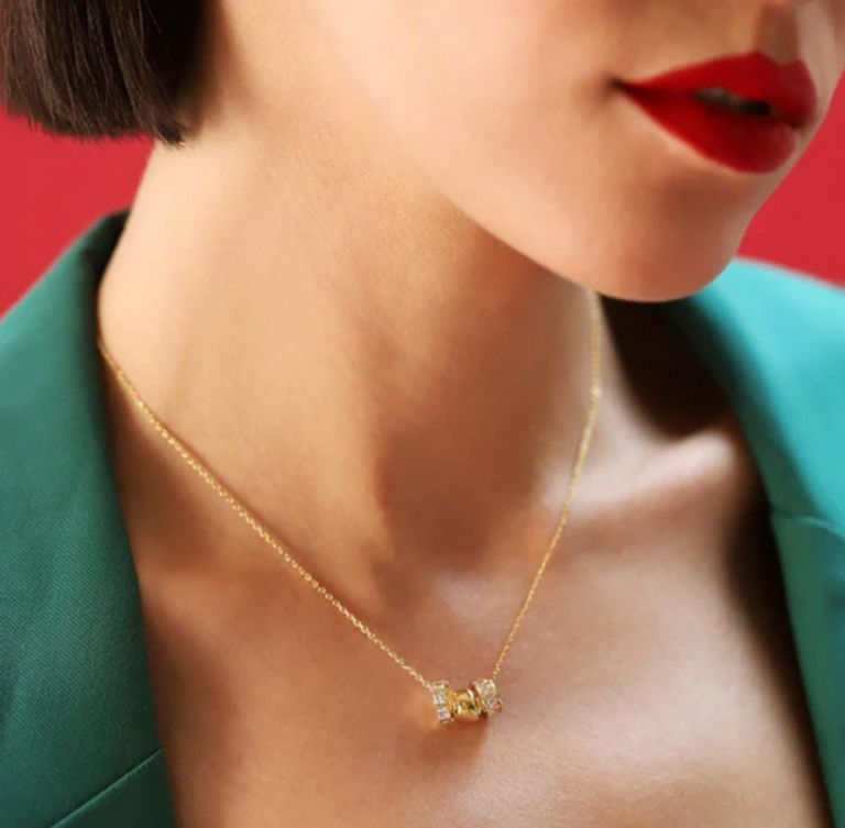 TAI JEWELRY  NECKLACE W/CZ RONDELLE CHARMS