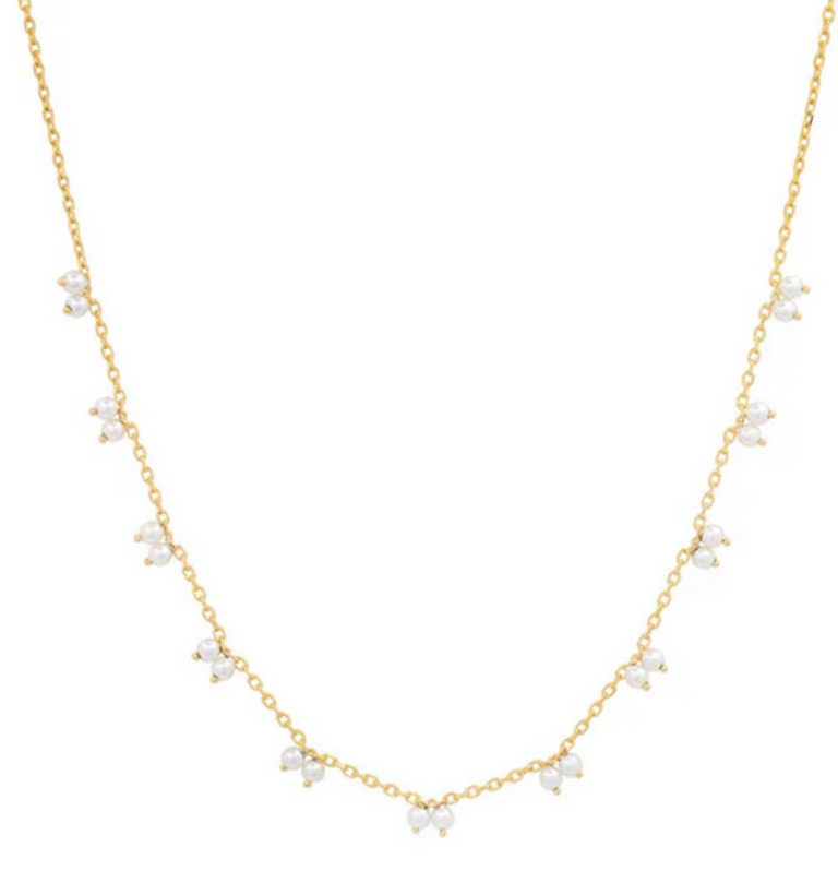 TAI JEWELRY GOLD CHAIN W/TINY PEARL STATIONS