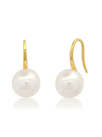 TAI JEWELRY MED PEARL FISHHOOK EARRING GOLD