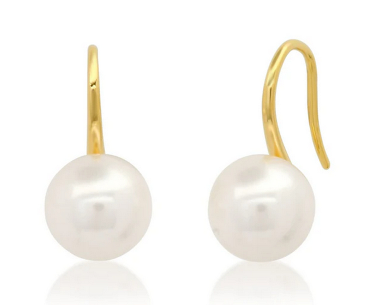 TAI JEWELRY MED PEARL FISHHOOK EARRING GOLD