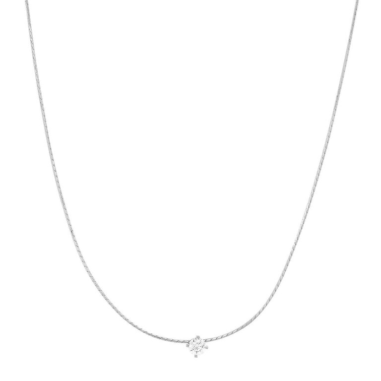 TAI JEWELRY CHAIN NECKLACE WITH CZ ACCENT SILVER