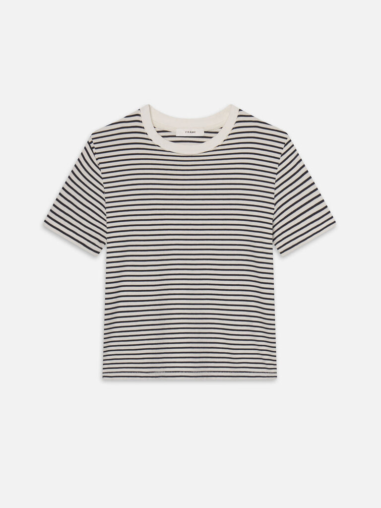 STRIPE BABY TEE IN NAVY MULTI