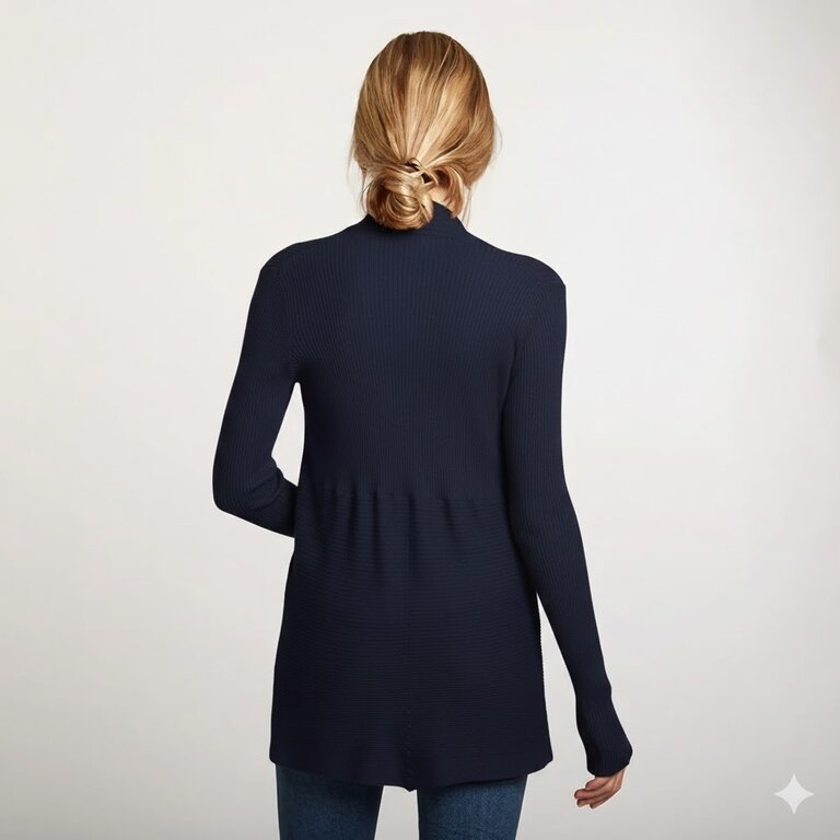 AUTUMN CASHMERE RIB DRAPE CARDIGAN IN NAVY