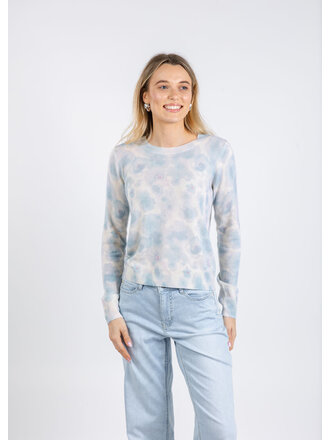 AUTUMN CASHMERE WATERCOLOR FLORAL PRINT CREW IN HEATHER COMBO