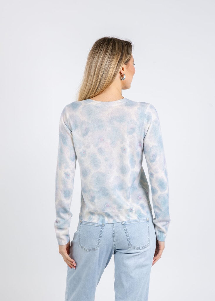 AUTUMN CASHMERE WATERCOLOR FLORAL PRINT CREW IN HEATHER COMBO